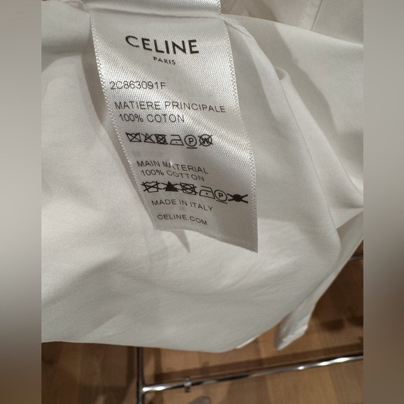 CELINE MEN’S 2024 LOOSE SHIRT IN COTTON POPLIN WHITE SIZE 38 - Picture 10 of 12